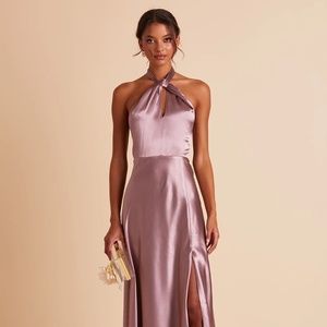 Dark Mauve Satin Birdy Grey Dress Size Small!